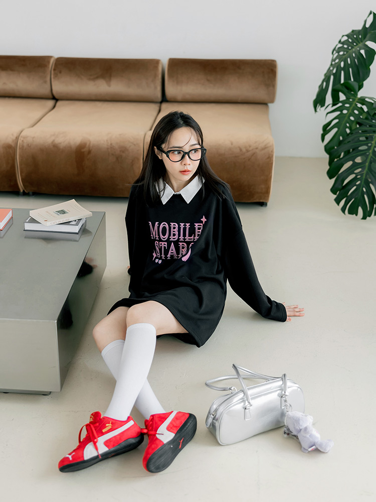 寬版蝴蝶結字母印花大學TEE_6