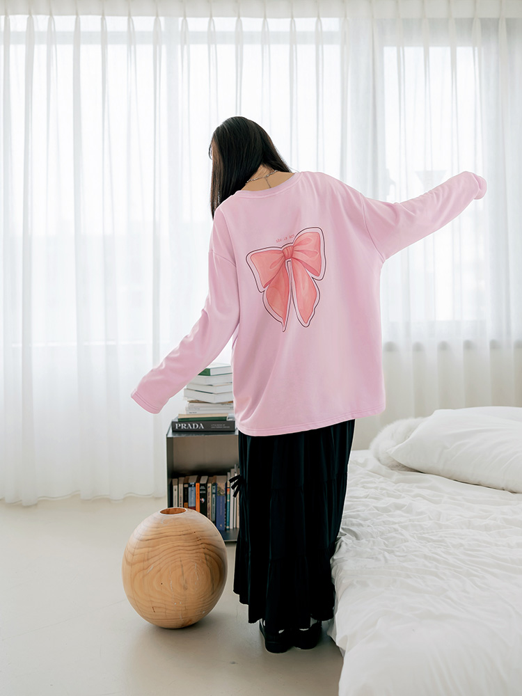 寬版蝴蝶結字母印花大學TEE_7