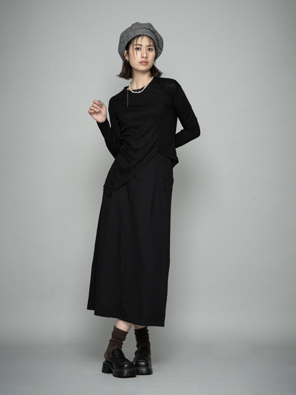 斜影黑上衣(J043LC021CA) - JUJURY COLLECTION