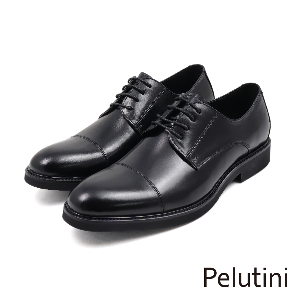 【Pelutini】經典素面橫飾造型綁帶德比鞋 黑色(313057-BL)