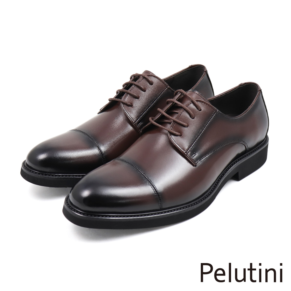 【Pelutini】經典素面橫飾造型綁帶德比鞋 深棕色(313057-DBR)