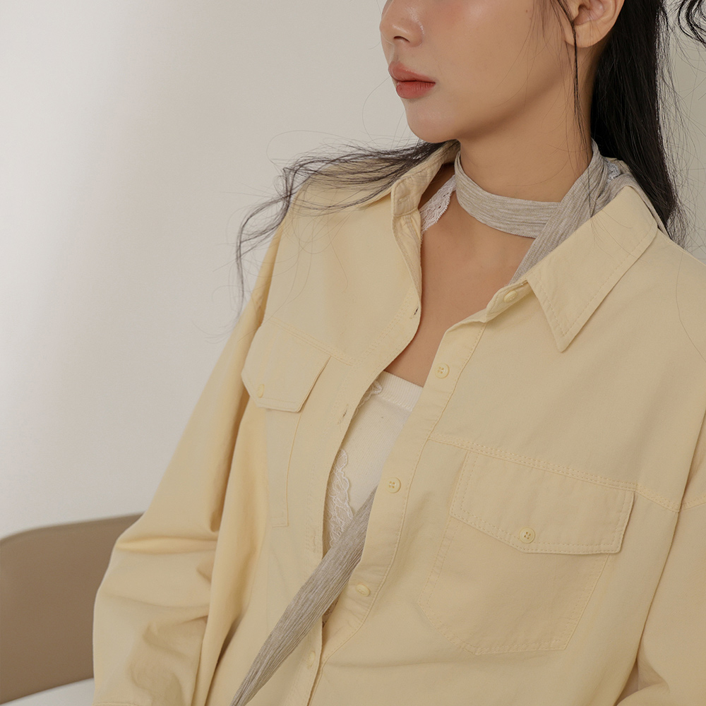 寬鬆版雙口袋襯衫-杏【KT224094】_3