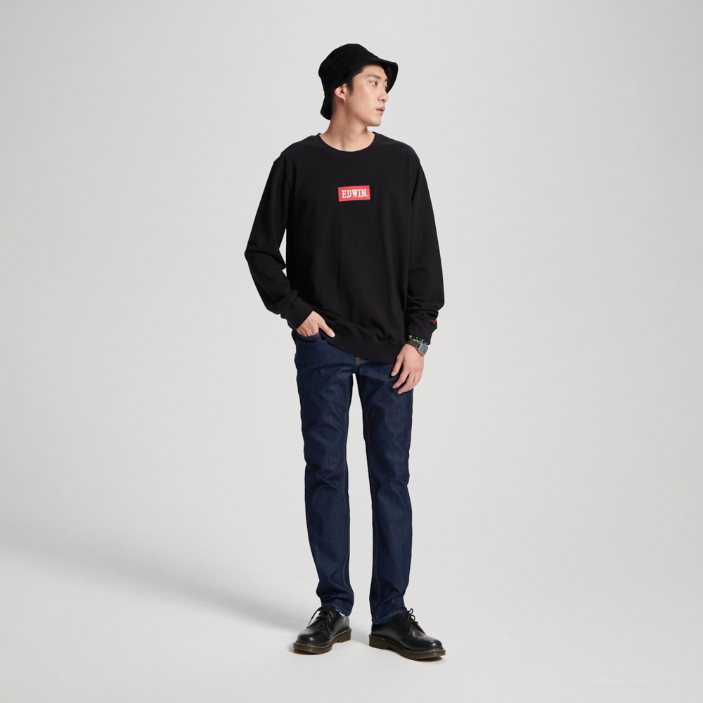 EDWIN｜加大碼｜男裝｜BOX LOGO繡花長袖T恤