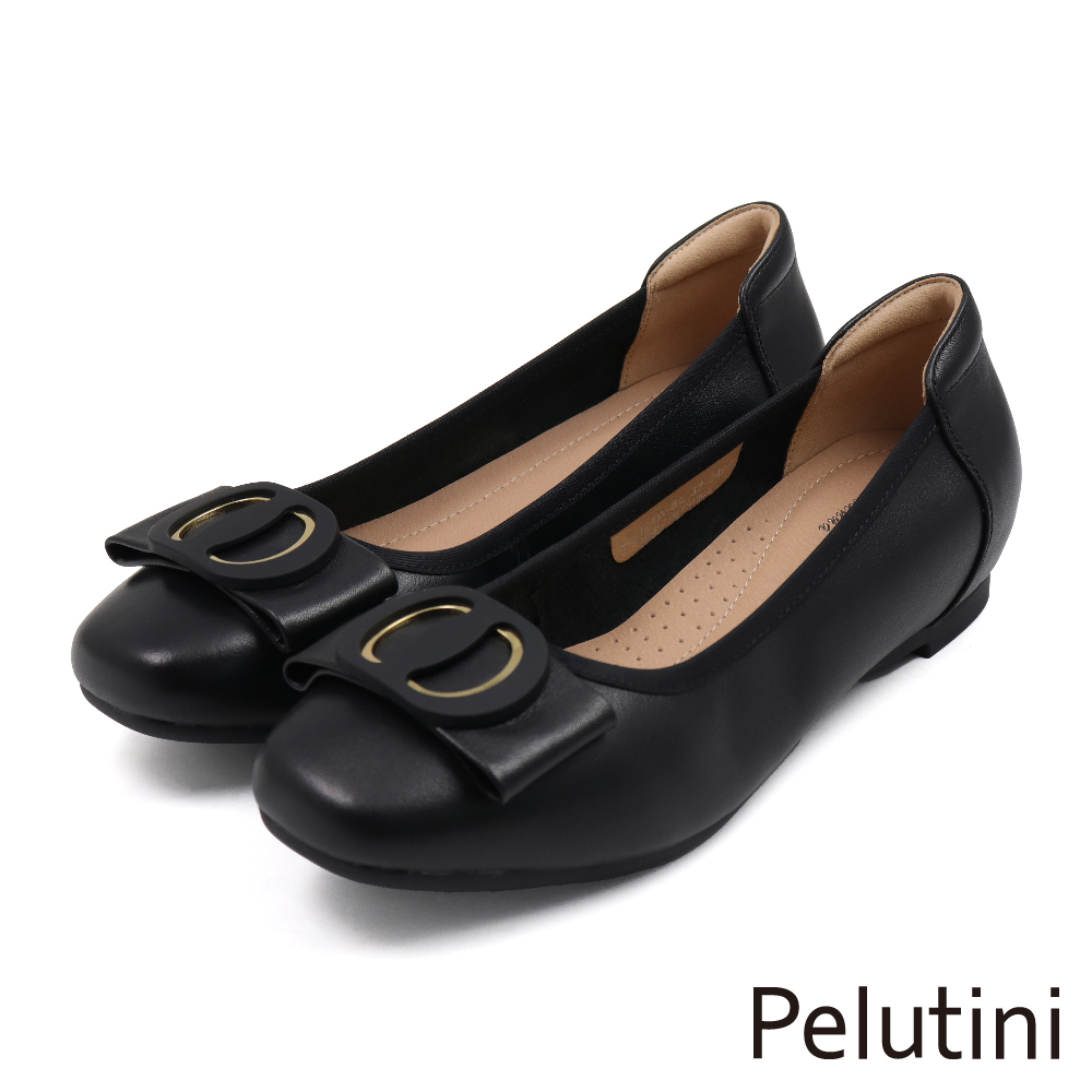 【Pelutini】經典蝴蝶釦飾造型娃娃鞋 黑色(431124W-BL)