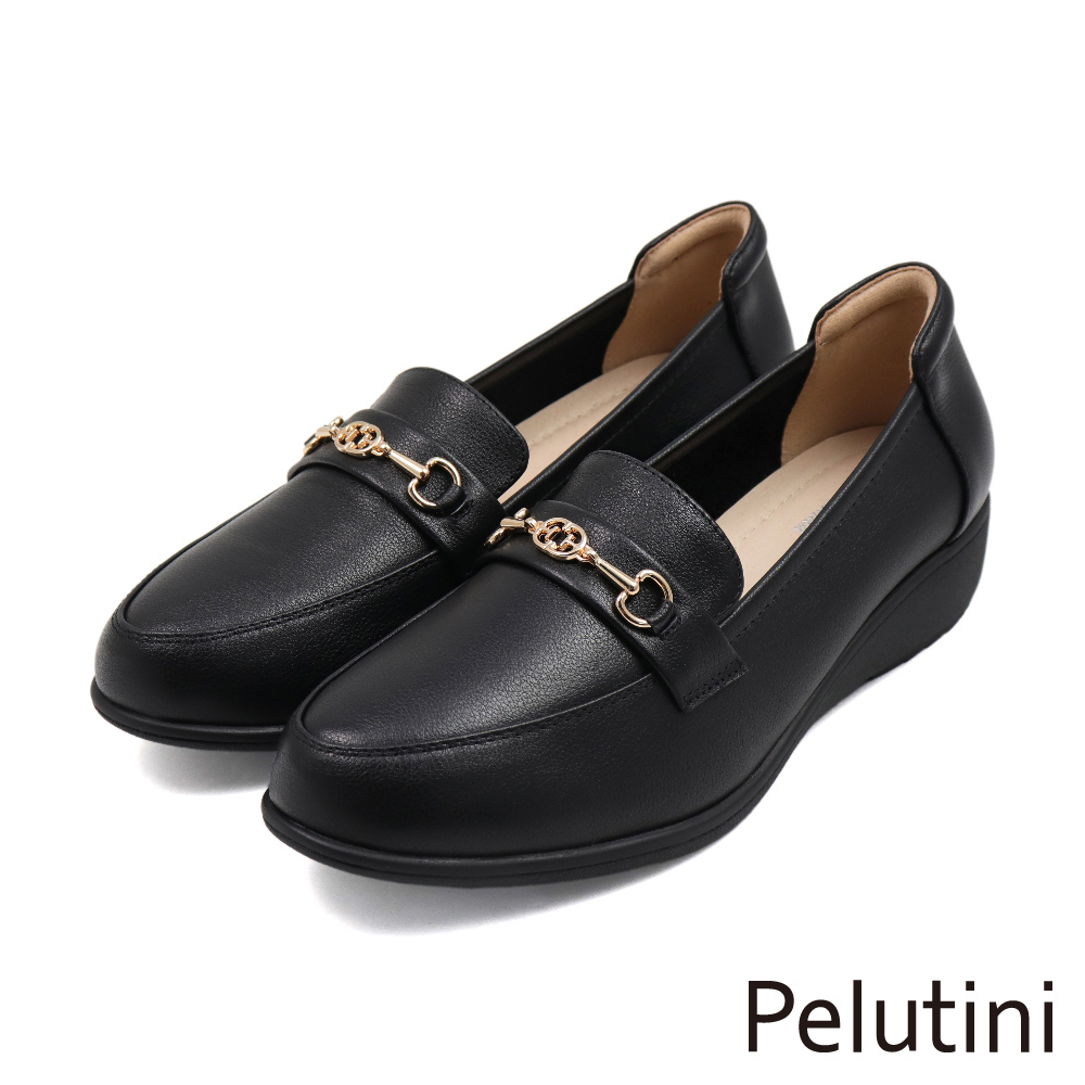 【Pelutini】經典馬銜釦造型樂福鞋 黑色(431126W-BL)