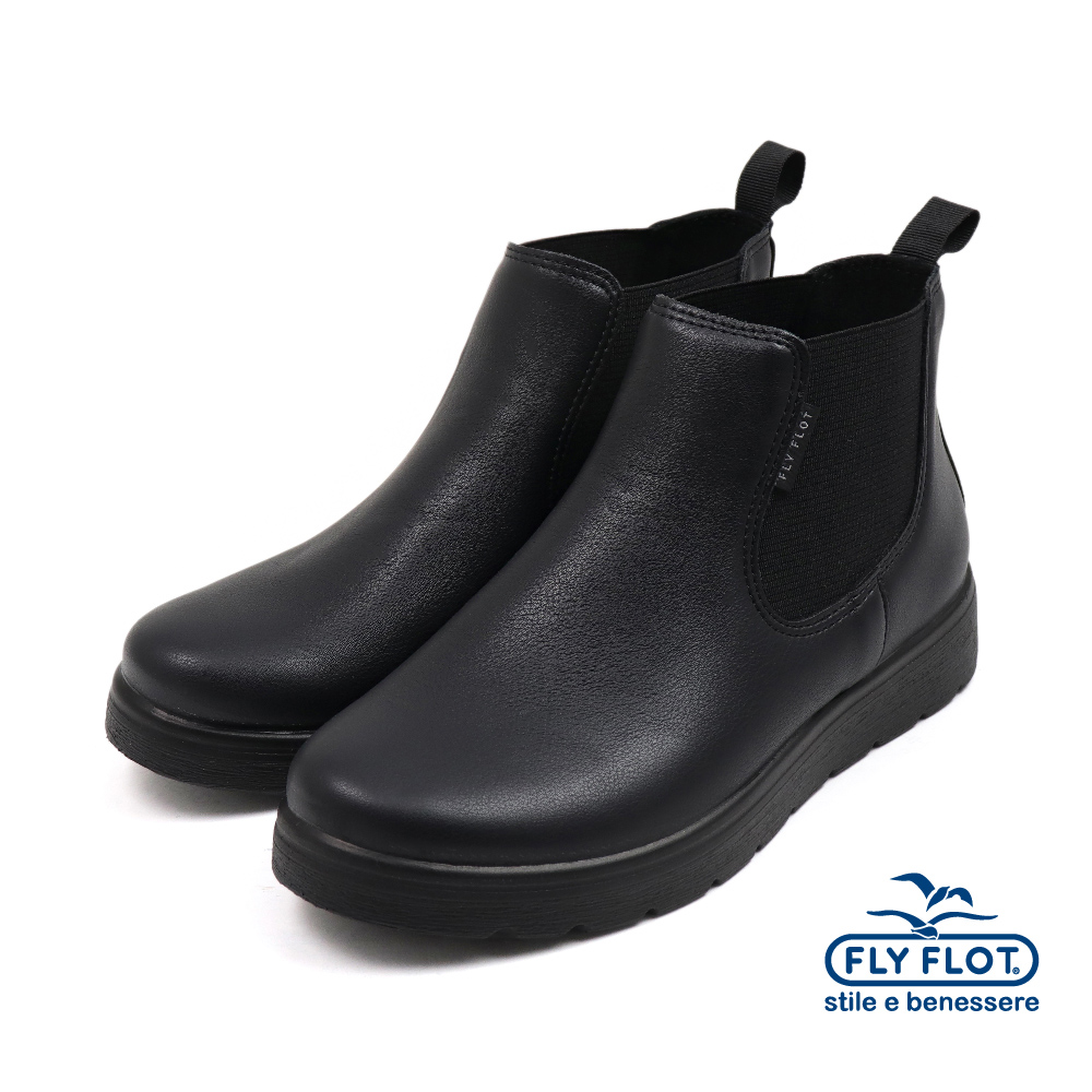 【FLYFLOT】義大利原廠彈性多功能舒適休閒靴 黑色(45U33-ZX-BL)