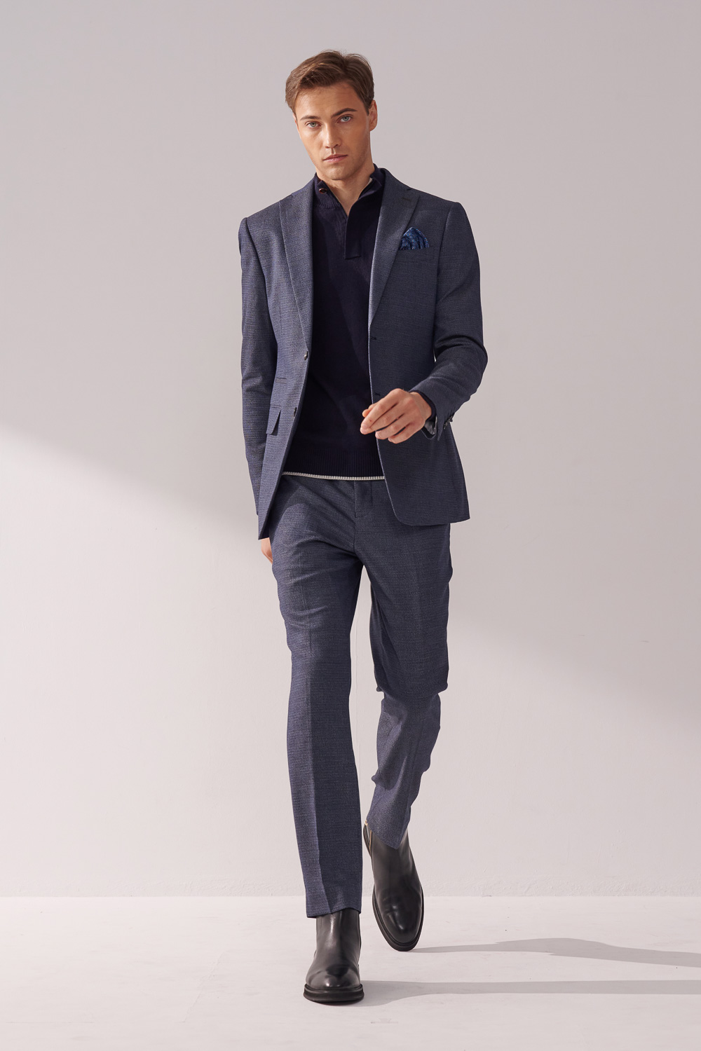SST&C Dark Navy Cashmere Half-Zip Sweater | 00182411001_4