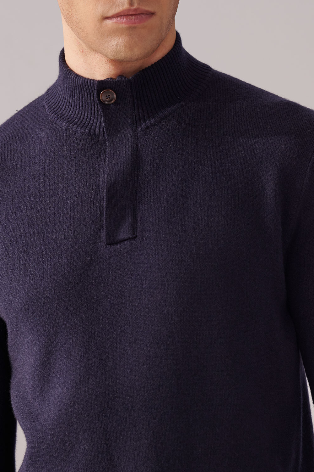 SST&C Dark Navy Cashmere Half-Zip Sweater | 00182411001_6