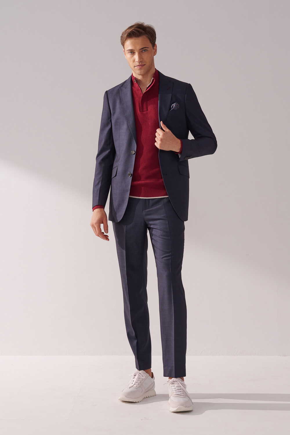 SST&C Burgundy Red Cashmere Half-Zip Sweater | 00182411002_4