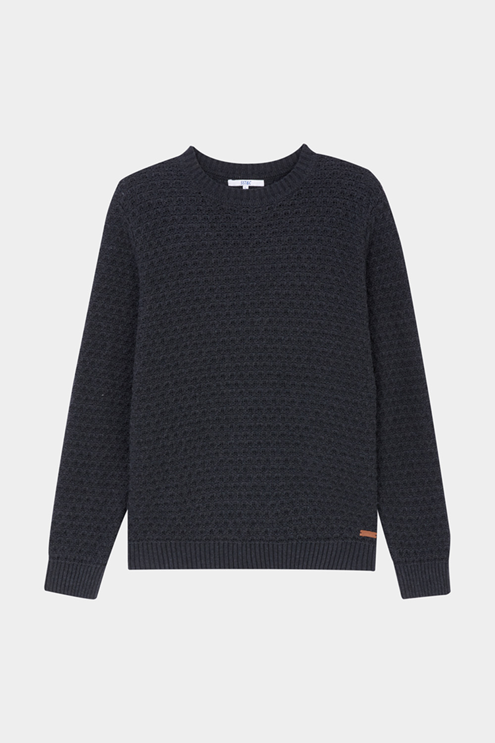 SST&C Dark Gray Cotton Hollow Crew Neck Sweater | 00182411004_5