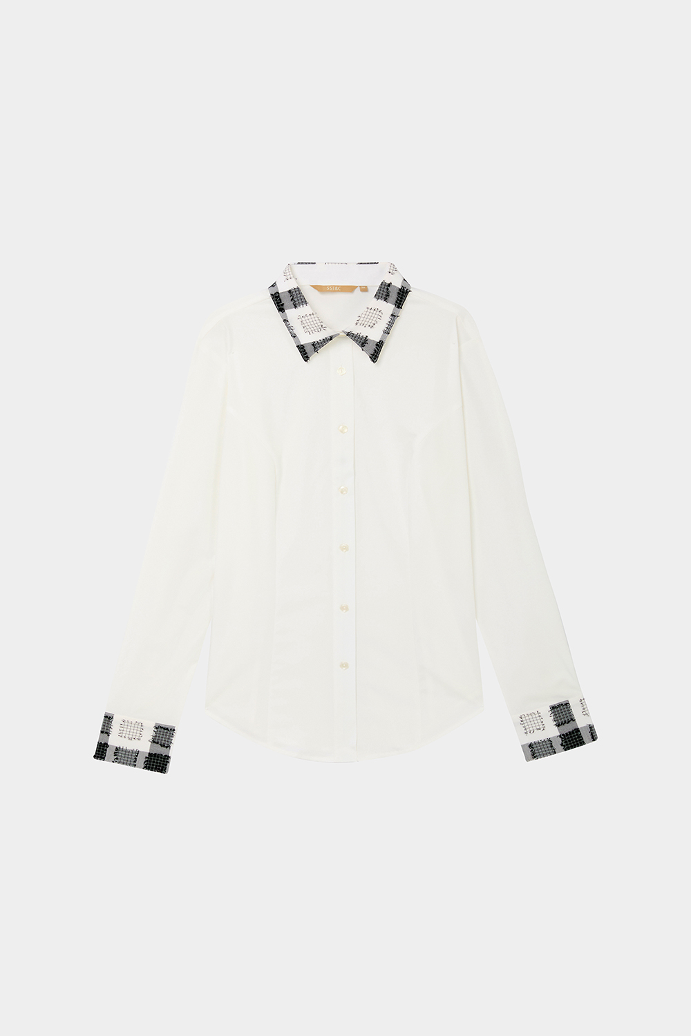SST&C Check Pattern Patchwork Square-Neck Fitted Shirt | 01062411002_7