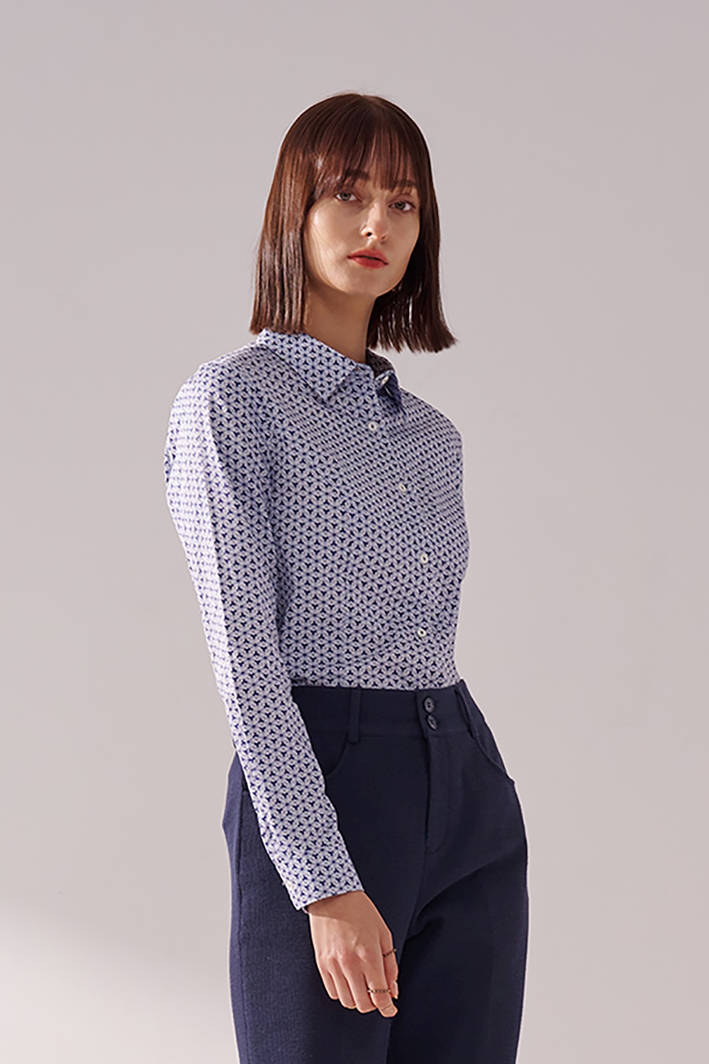 SST&C Geometric Square Neck Fitted Shirt | 01062411004_0
