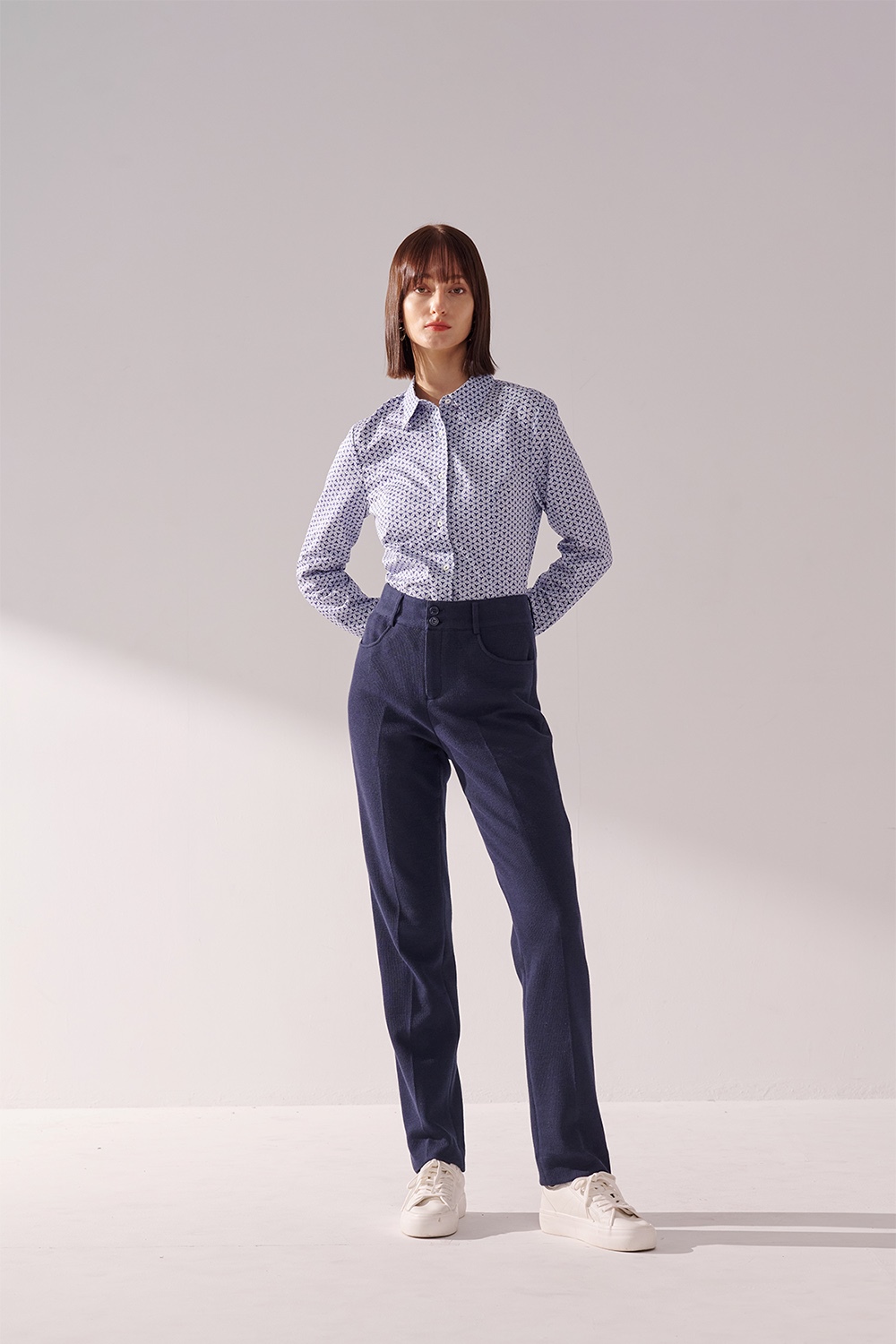 SST&C Geometric Square Neck Fitted Shirt | 01062411004_1