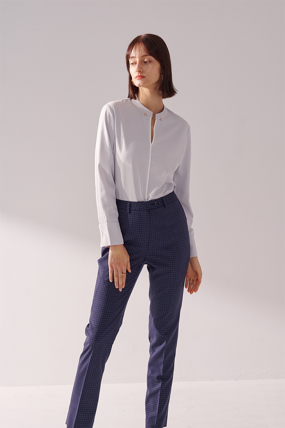 SST&C Mist Blue Pullover With Stand-Up Collar | 01082411002_2