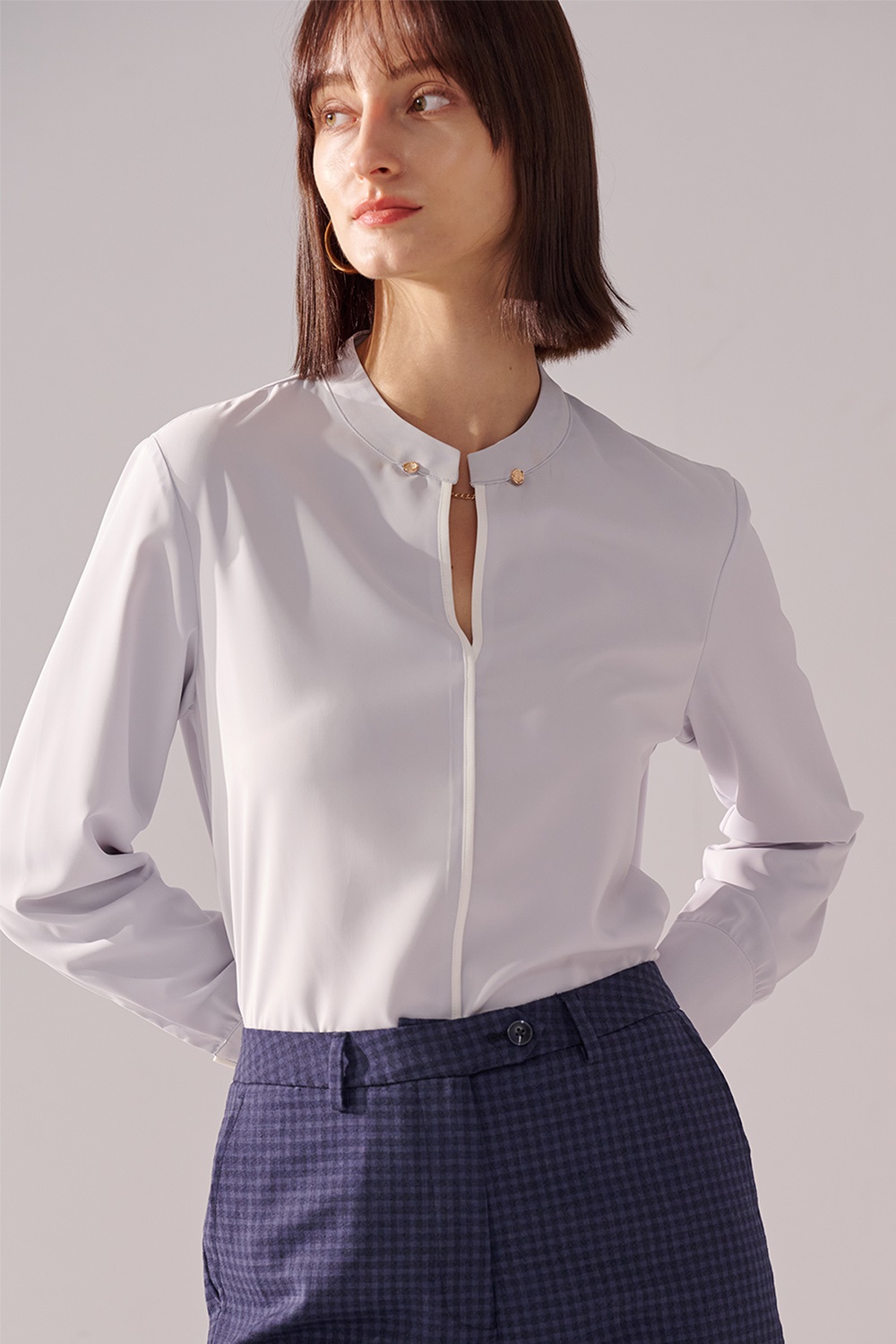 SST&C Mist Blue Pullover With Stand-Up Collar | 01082411002_6
