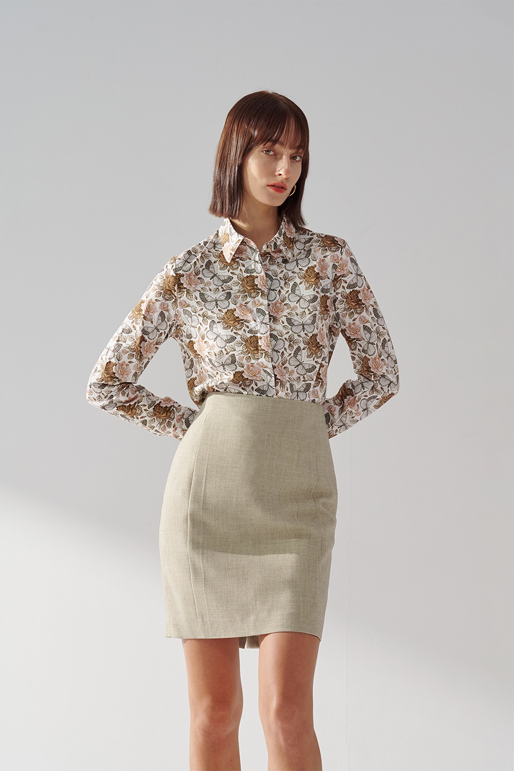 SST&C Light Matcha Color Fitted Skirt | 01042411004_1
