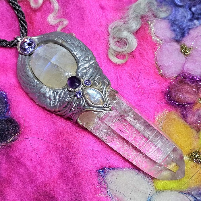 天使之翼權杖寶石手作墜-南美藝術家手作墜鍊系列~天然水晶柱、彩虹月光石、紫水晶、捷克水晶 設計飾品/項鍊 聖哲曼_0