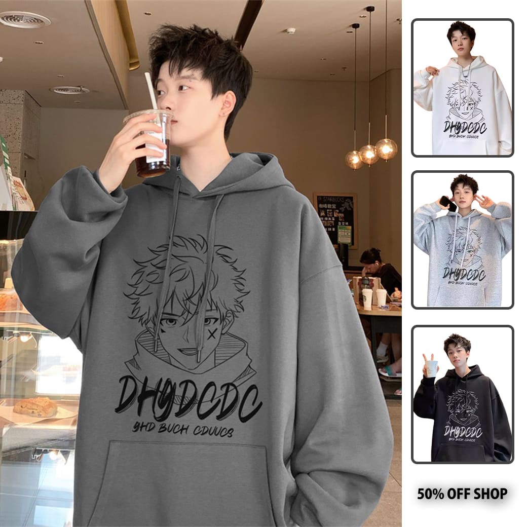 日系漫畫角色 加絨連帽純棉大學TEE_0