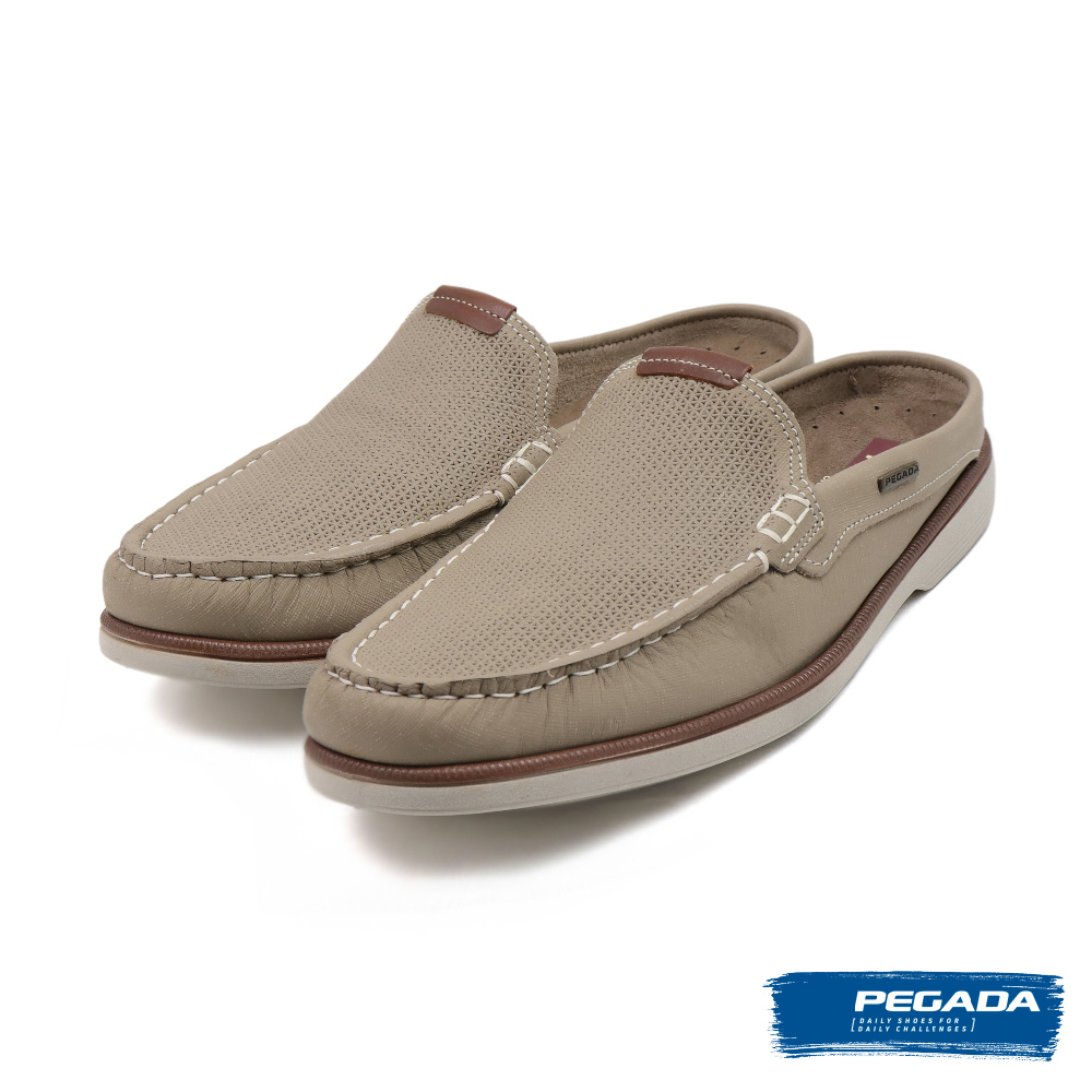 【PEGADA】巴西原廠輕盈抗震真皮織紋勃肯鞋 卡其色(141905-JEANS)