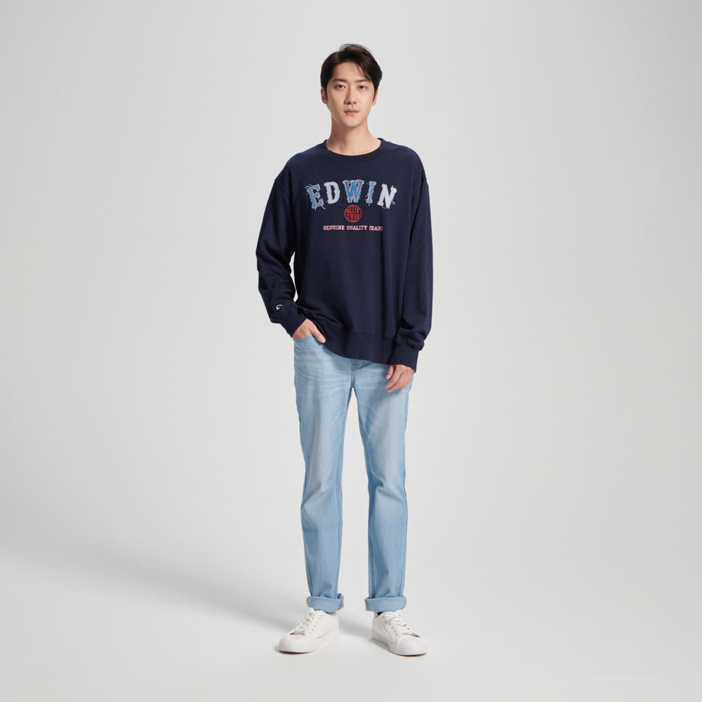 EDWIN｜BLUE TRIP｜男裝｜寬版印花貼布長袖T恤