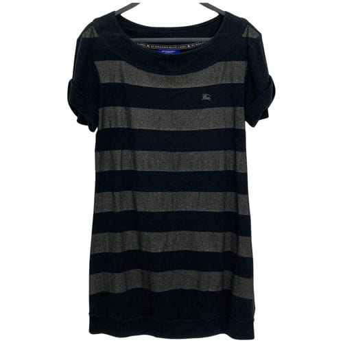 【高雄大遠百店】BURBERRY BLUE LABEL/短袖上衣/36/黑銀條文短袖上衣