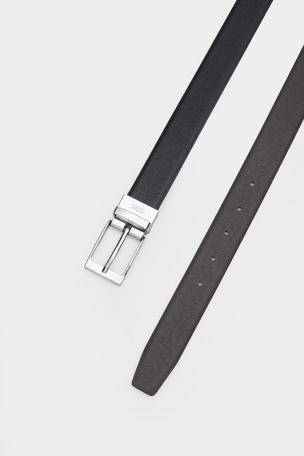 SST&C Black & Dark Brown Back Turn Pin Buckle Belt | 00312411001_1