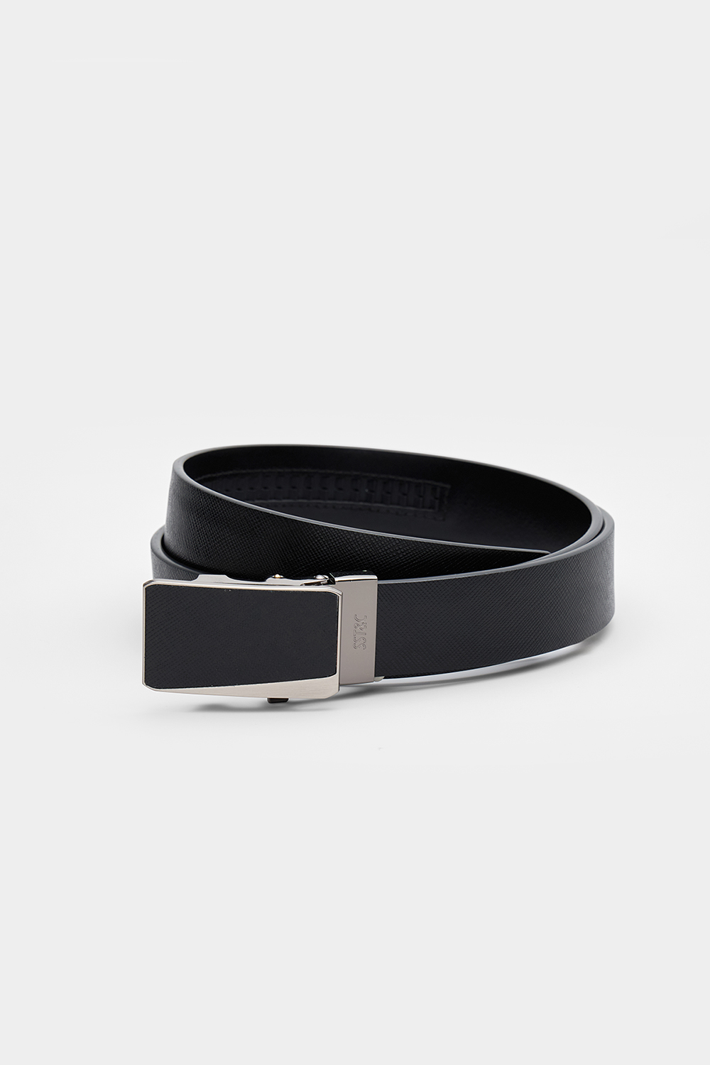 SST&C Black Textured Automatic Buckle Belt | 00312411004_2