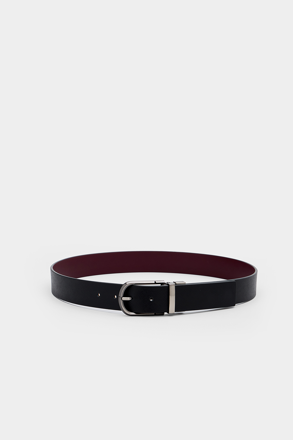 SST&C Black & Deep Burgundy Left Push Type Reversible Wide Belt | 00312411006_0