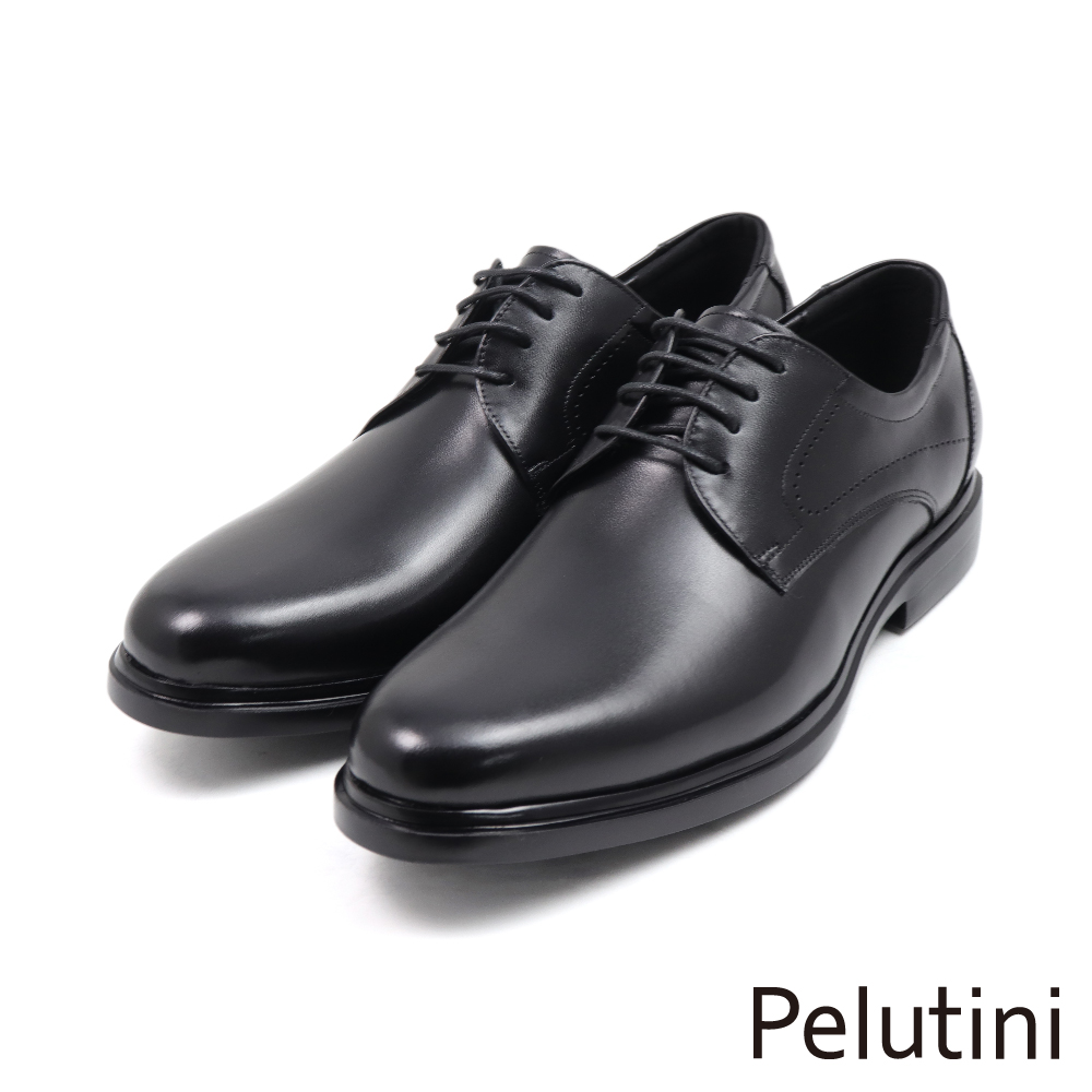 【Pelutini】經典質感雕孔輕量綁帶德比鞋 黑色(412133-BL)