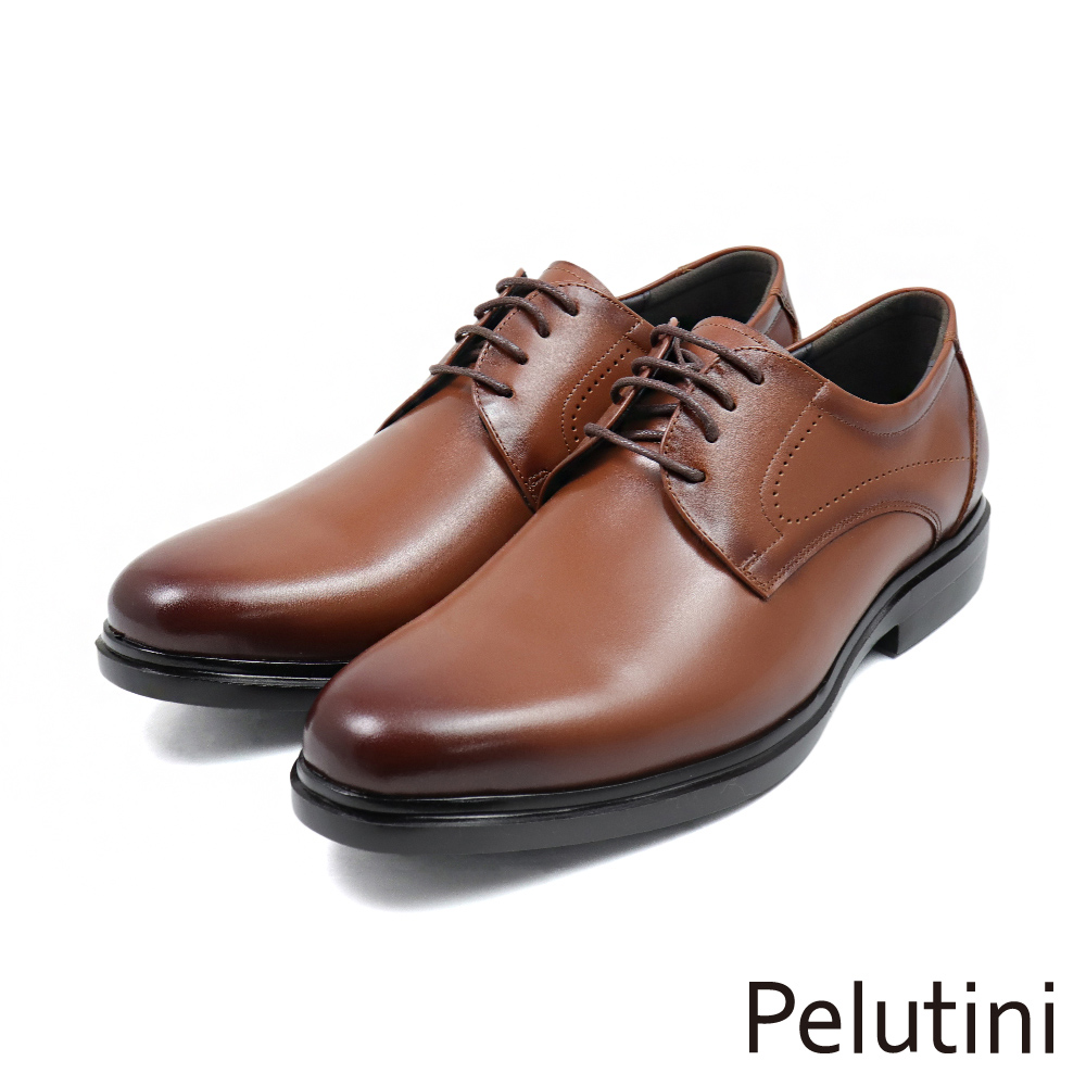【Pelutini】經典質感雕孔輕量綁帶德比鞋 棕色(412133-BR)