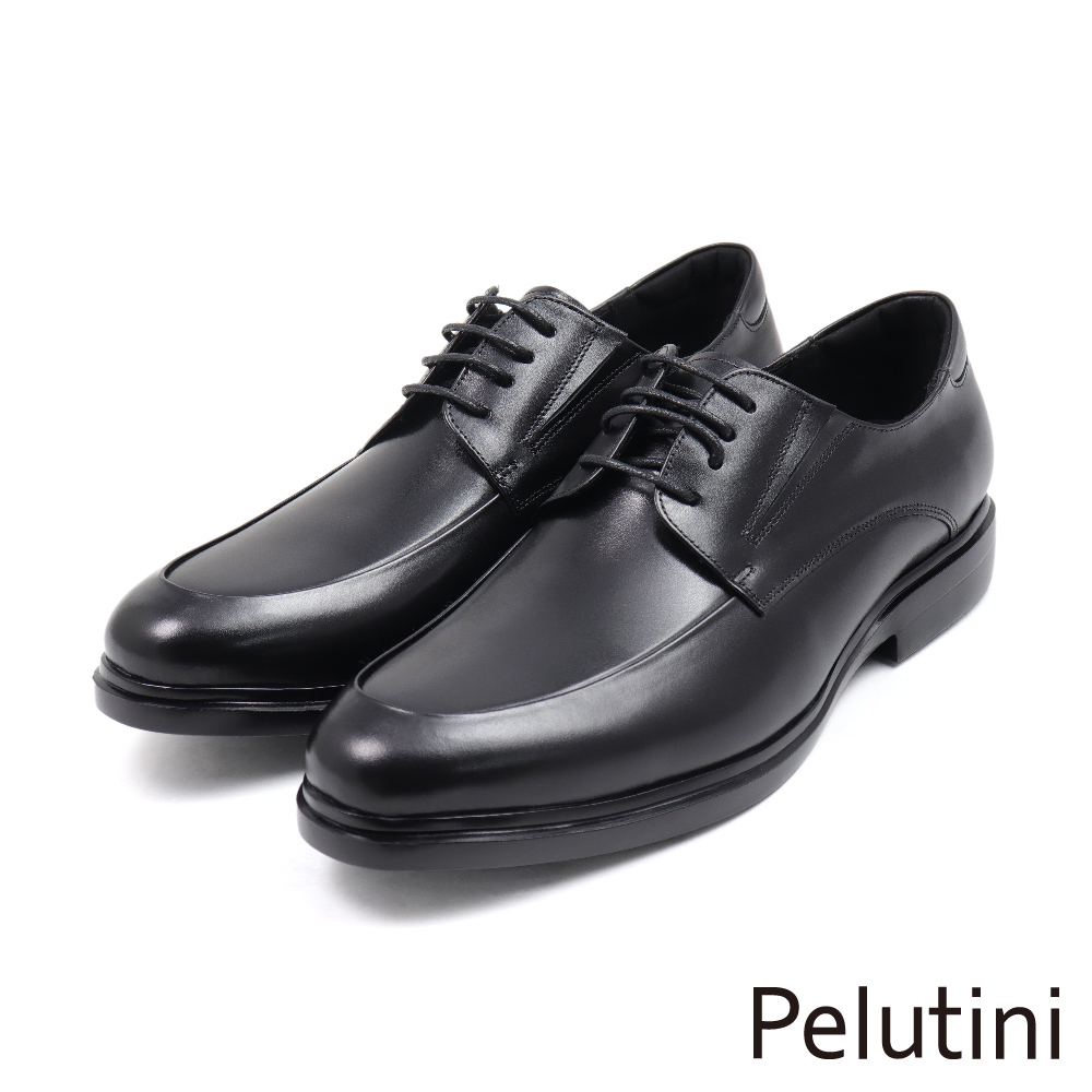 【Pelutini】經典質感設計輕量綁帶德比鞋 黑色(412135-BL)