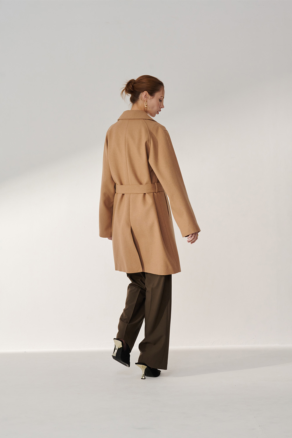 SST&C Camel Lapel Long Light Woolen Coat | 01132411001_5