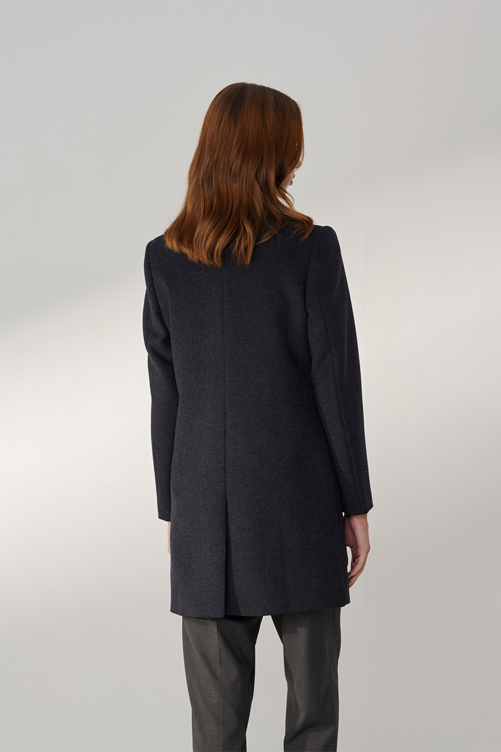 SST&C Dark Gray Sword Collar Mid-Length Woolen Coat | 01132411004_1