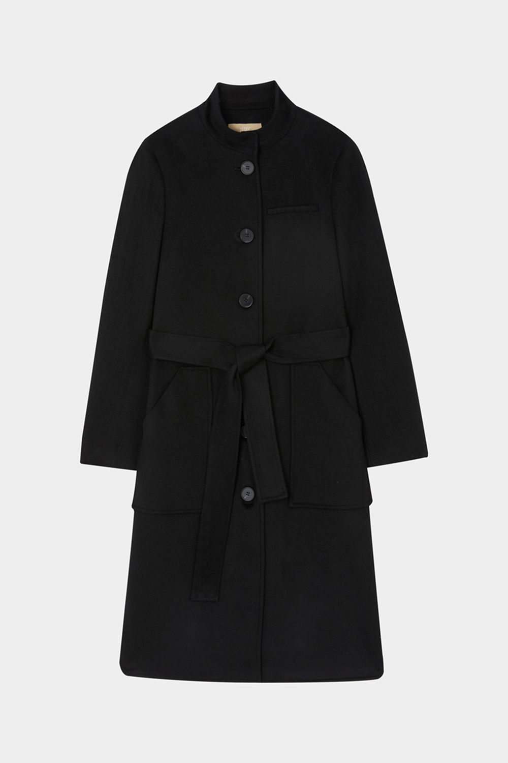SST&C Black Turtleneck Long Woolen Coat | 01132411005_7