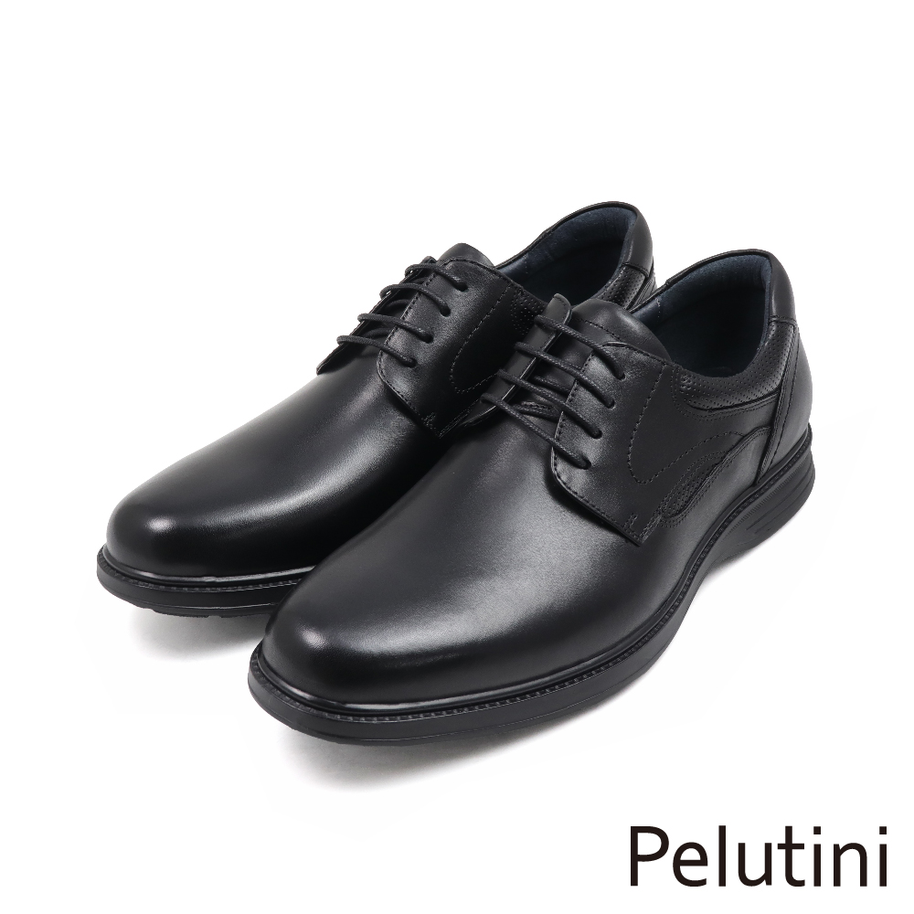 【Pelutini】經典輕量氣墊舒適綁帶德比鞋 黑色(PE2009-BL)