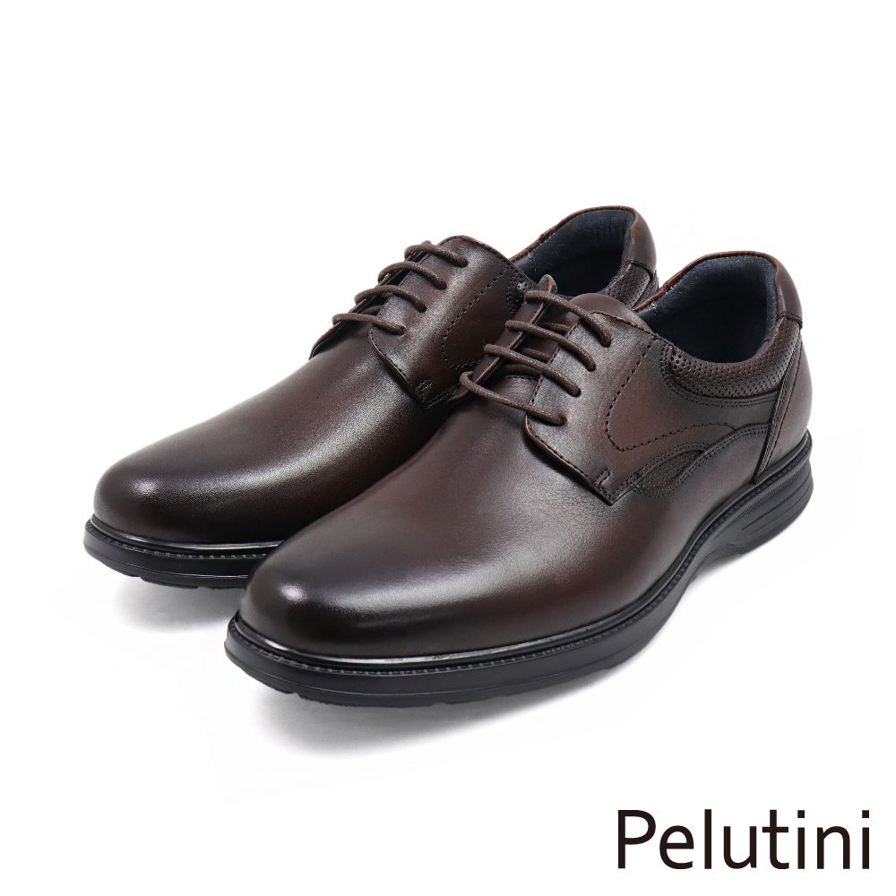 【Pelutini】經典輕量氣墊舒適綁帶德比鞋 深棕色(PE2009-DBR)