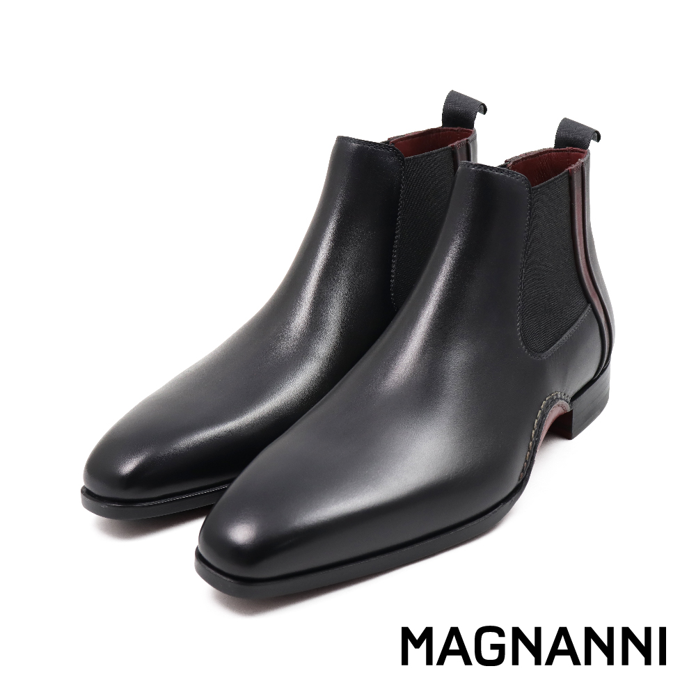 【MAGNANNI】西班牙手工真皮拼接雙色切爾西靴 深灰色 (23488-GRY)