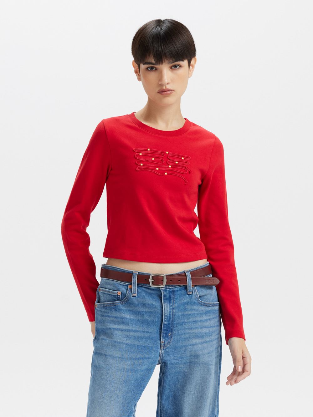 Levi’s® 女款 長袖Tee  特殊LOGO設計 短版T 熱賣單品