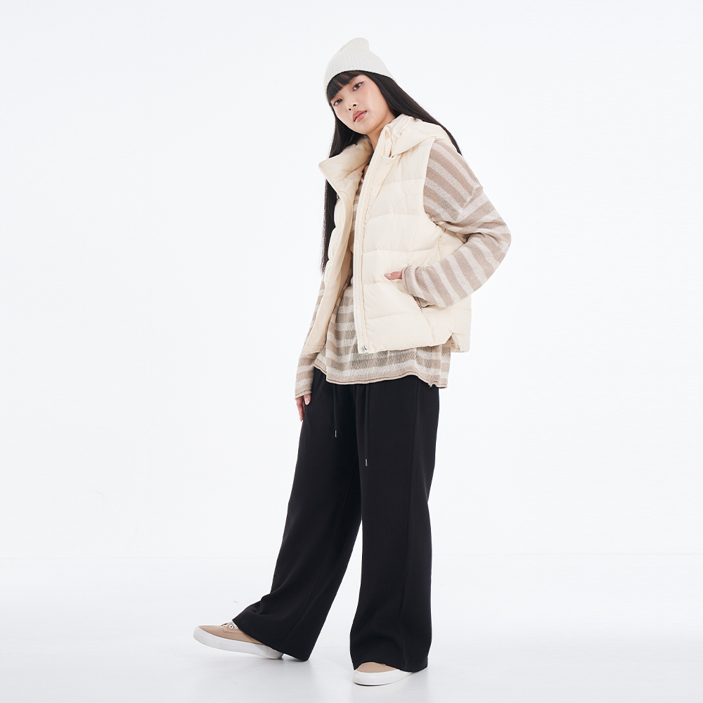 5th STREET｜女裝｜後調節設計修身羽絨背心｜灰卡其