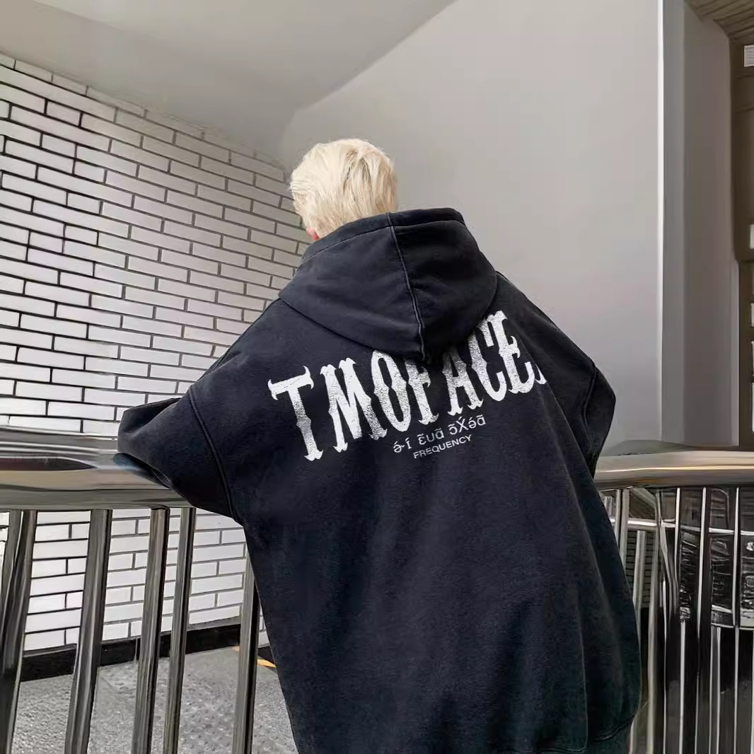 小小LOGO的粗體M水洗落肩純棉連帽大學TEE 重磅連帽衛衣_0