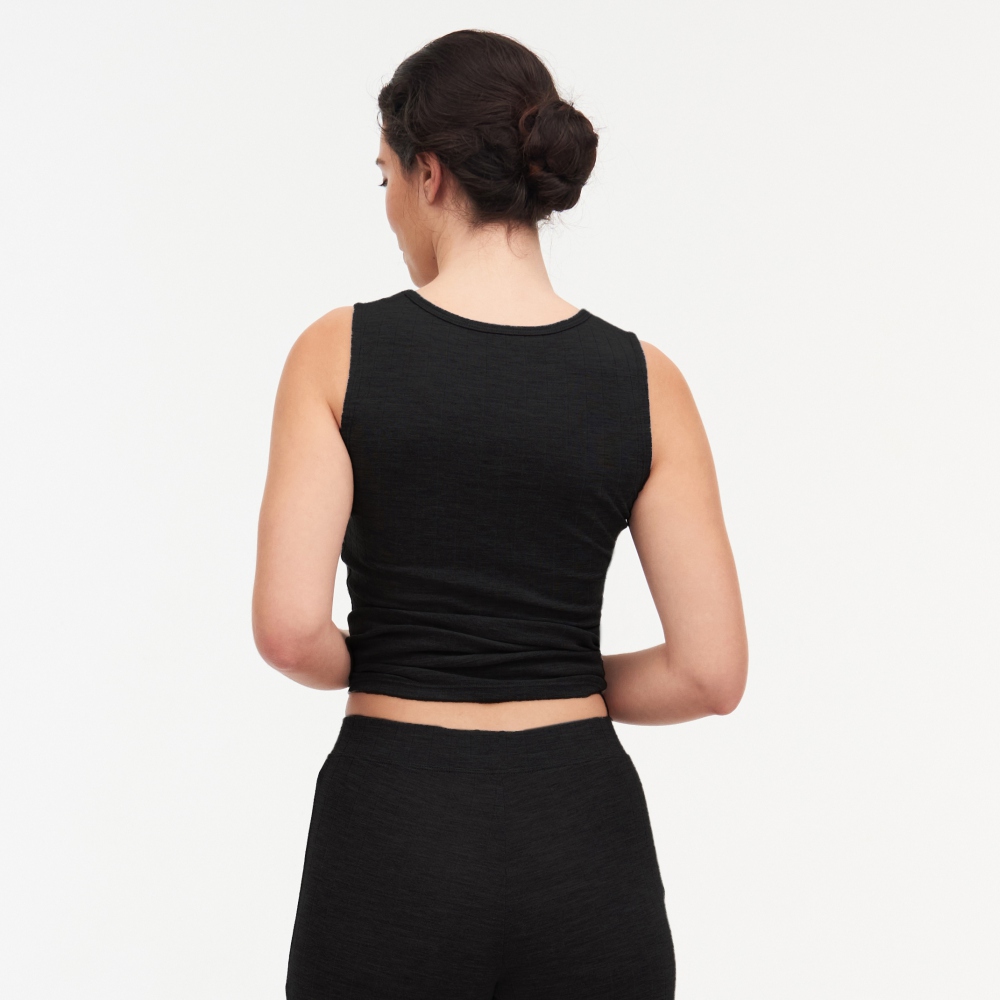 網路獨賣【Chantelle Lab】羊毛蠶絲細肩帶上衣>XS-L號>黑色(18P60_011)【Thermo Comfort】_1