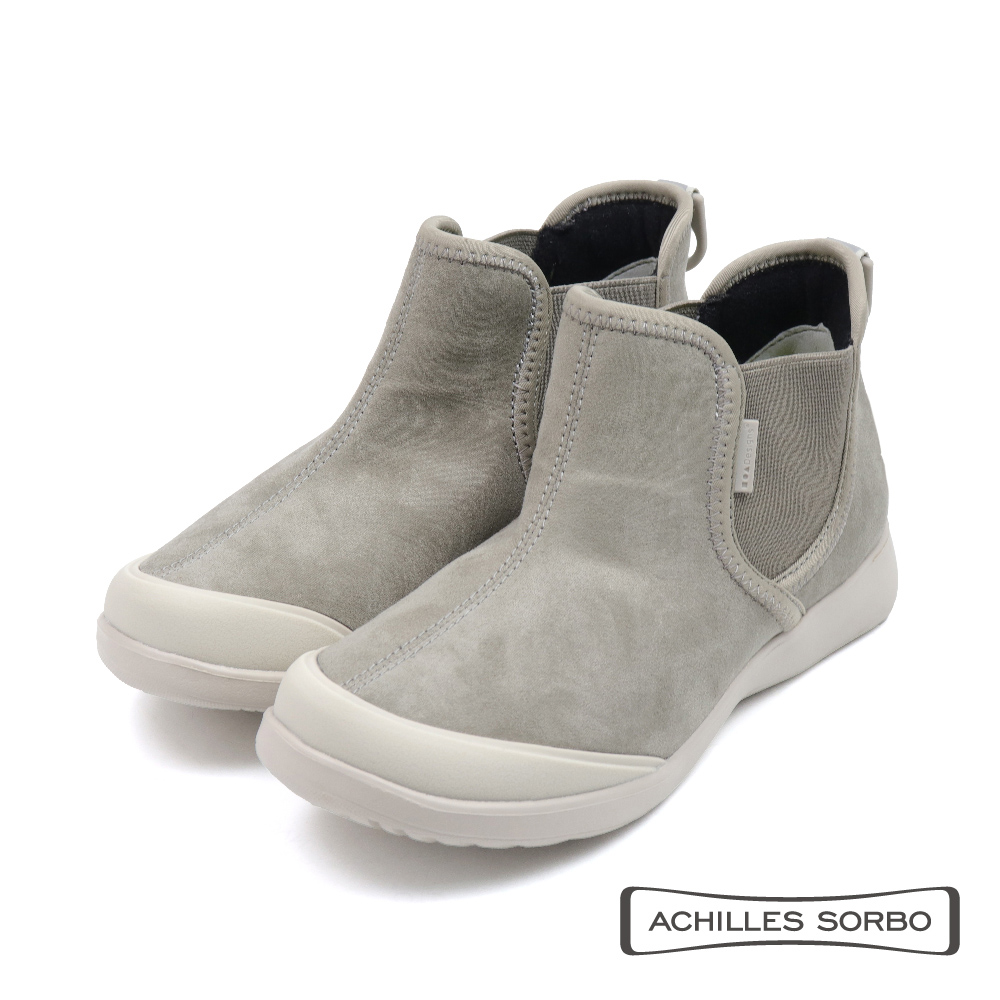 【Achilles】絨布質感伸縮軟墊拼接造型短靴 灰色(CUD089-ST)
