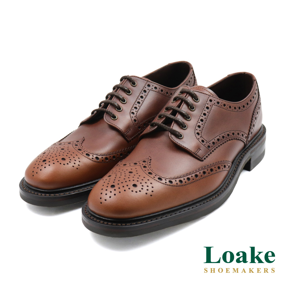 【LOAKE】英國原廠經典翼紋雕花漸層染色綁帶德比鞋 棕色(LK010-BR)