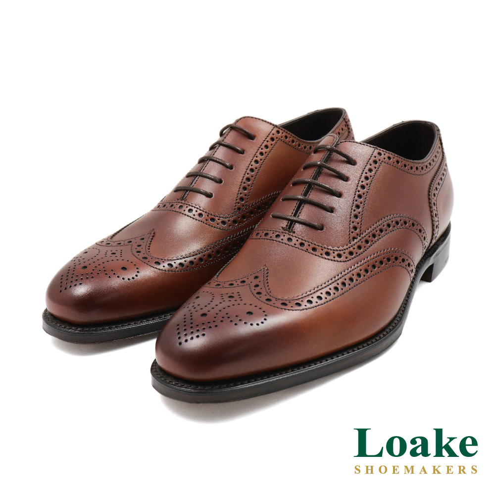 【LOAKE】英國原廠經典翼紋雕花刷色牛津鞋 棕色(LK089-BR)