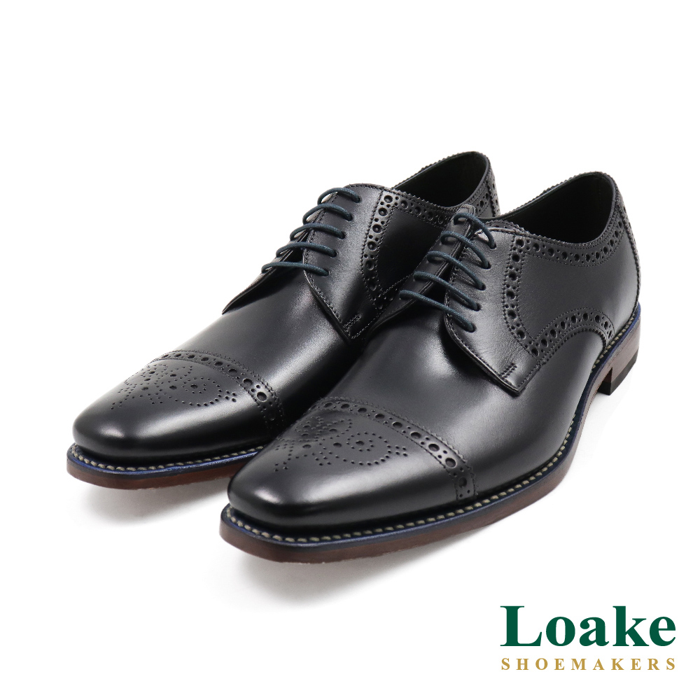 【LOAKE】英國經典雕花壓孔橫飾綁帶德比鞋 黑色(LK208-BL)