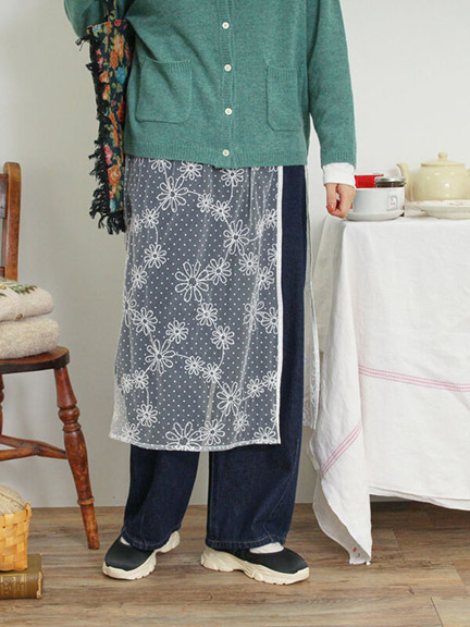 透明感花朵刺繡一片式綁結罩裙(0F000290610) - Samansa Mos2