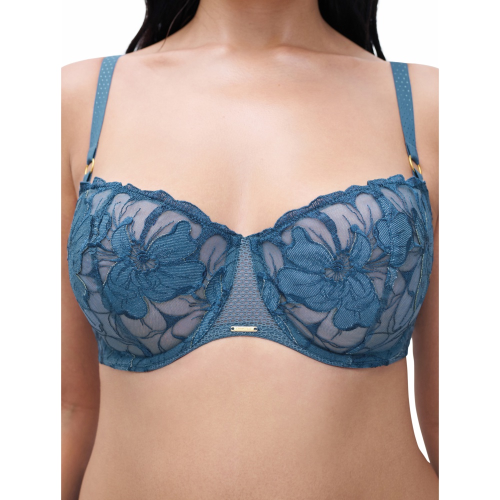 【Chantelle】1/2網紗無襯內衣>BCD>油畫藍(12Q50_A54)【Fleurs Signature】_1