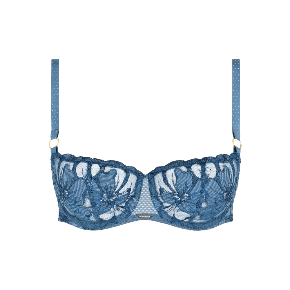 【Chantelle】1/2網紗無襯內衣>BCD>油畫藍(12Q50_A54)【Fleurs Signature】_4