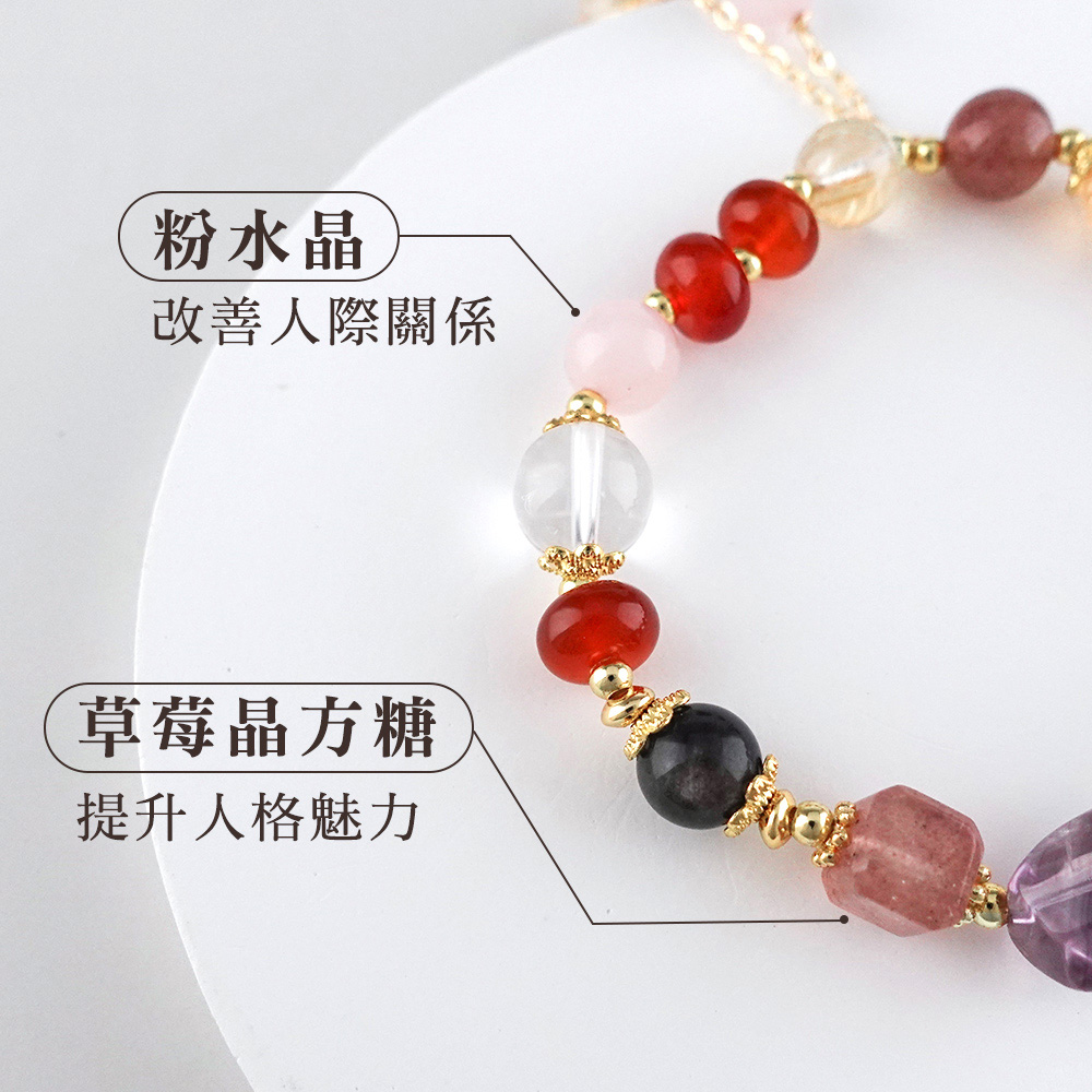 粉漾美莓心戀手鍊－【招財、人緣、桃花】_3