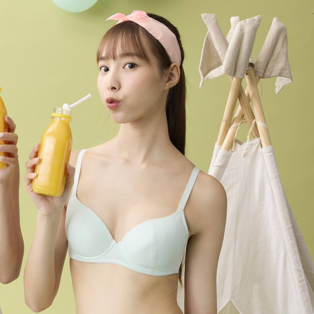 嬪婷-學生系列-Q萌牛奶 A-D罩杯第三階段軟鋼圈內衣(青梅綠) BB2347C6